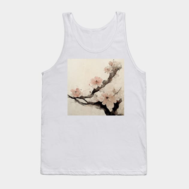 Traditional Japanese Sakura Canvas #2 Tank Top by AntielARt